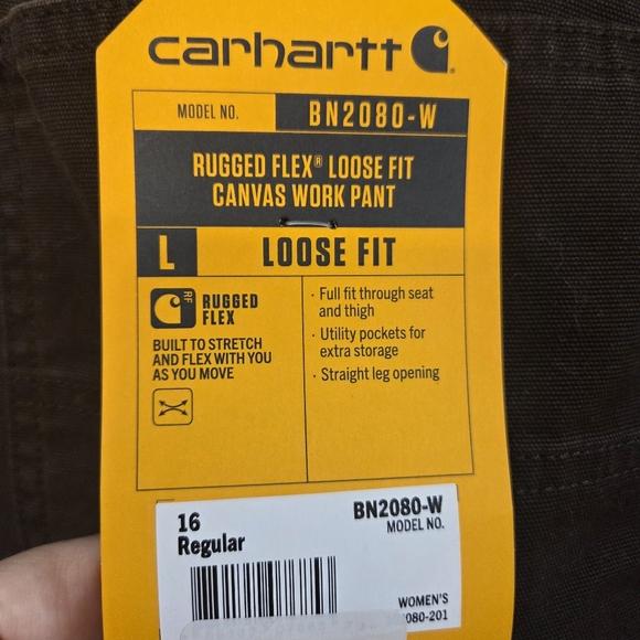 Carhartt Women's Rugged Flex Loose Fit Canvas Work Pant Dark Brown 16 Regular - Picture 6 of 9
